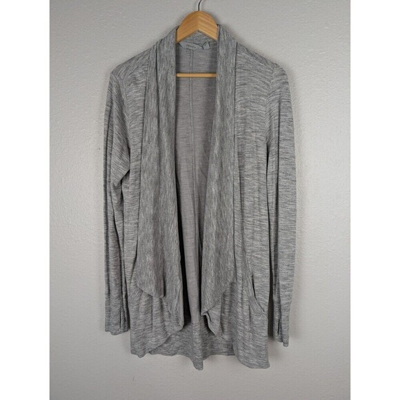 Athleta Cardigan Open Front Long Sleeve Gray Modal Sz M Athleisure Yoga Gym 152 - Picture 1 of 6